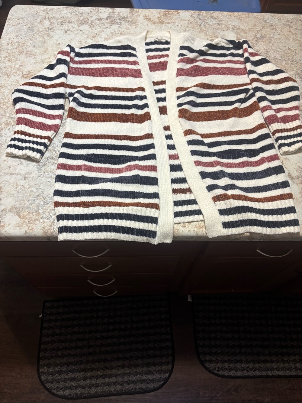 Maurices Striped Open-Front Cardigan - Cream, Navy, Rust, Pink, Brown